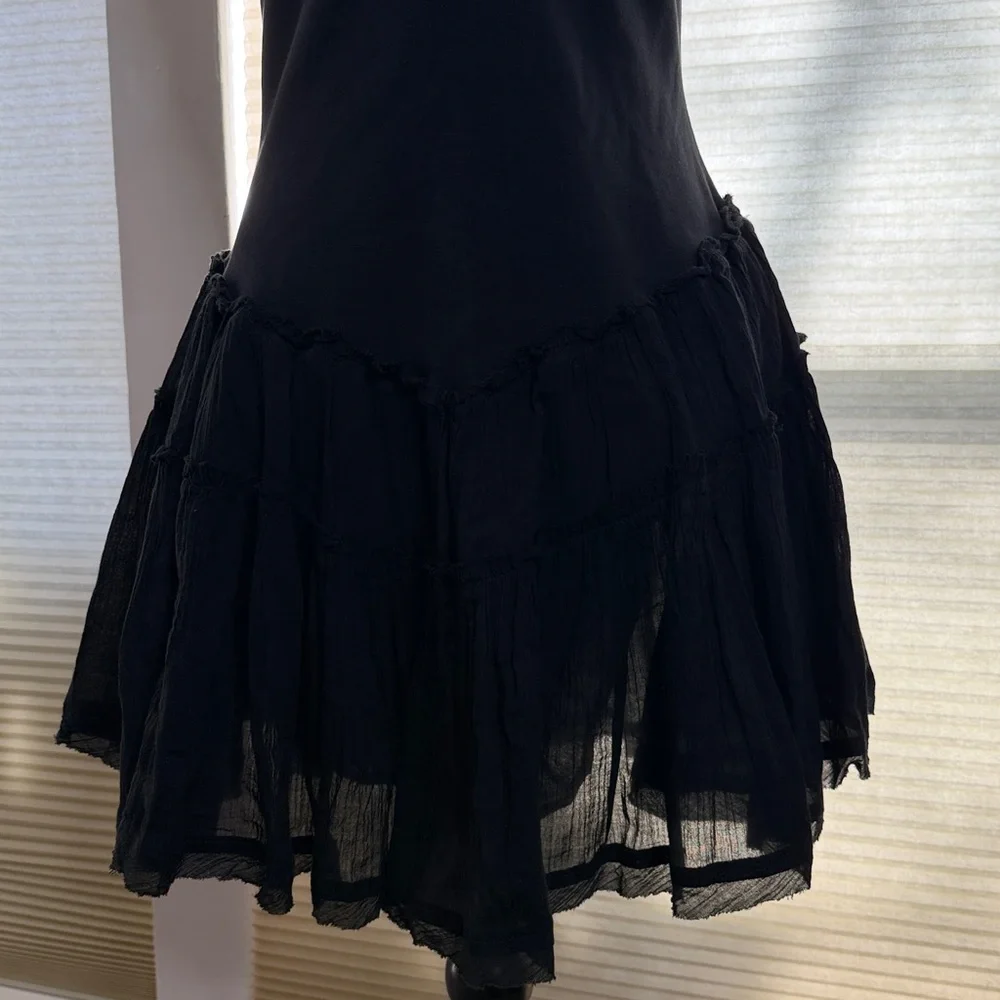 Free People Black Sleeveless Mini Dress with Tiered Skirt